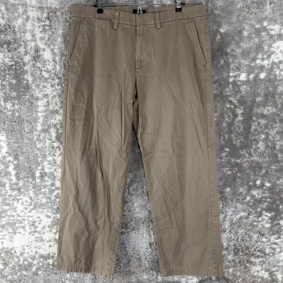 Apt 9 Size 36/30 Modern Fit Chino Career Pants Brown Straight Leg Button Zip - Picture 1 of 12